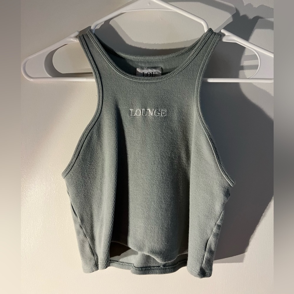 High Neck Army Green Lounge Crop Tank
